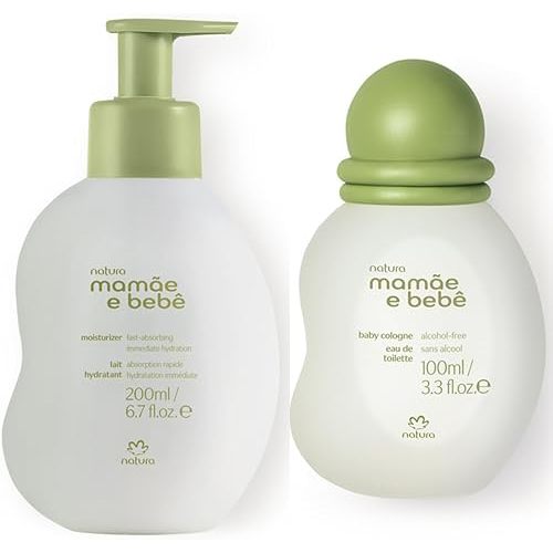Natura Mamãe e Bebê Baby Care Bundle – Fast Absorbing Moisturizer 6.7 fl oz + Gentle Alcohol-Free Baby Cologne 3.38 fl oz – Vegan, Natural Origin, Safe for Sensitive Skin