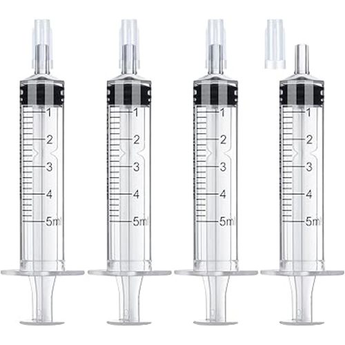 5ml Syringe with Cap,5ml Syringe Without Needle for Liquids,30 Pack Sterile Packaged