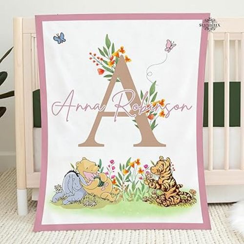 Classic Winnie Blanket, Personalized Pooh Bear Blanket, Pooh Bear Nursery Blanket, Pooh Bear Gifts, Pooh Baby Blanket, Pooh Bear Nursery Theme, Cozy Fleece Soft Blanket for Kids - #6