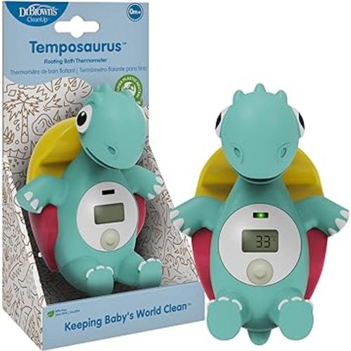 Dr. Brown's CleanUp Temposaurus Floating Bath Thermometer for Accurately Measuring Baby’s Bath Water Temperature, BPA Free