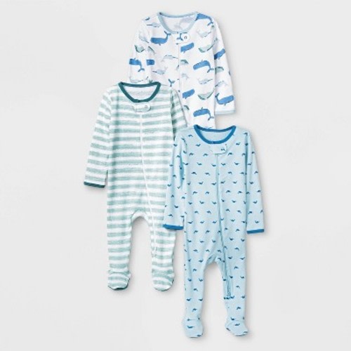 Baby Boys' 3pk Sleepy Tides Zip-Up Sleep N' Play - Cloud Island™, Color: Museum Blue, Size: Newborn