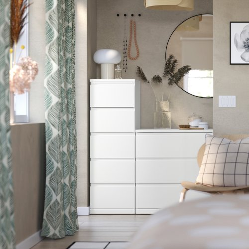 STORKLINTA 5-drawer chest - white/anchor/unlock function 15 3/4x18 7/8x47 1/4 "