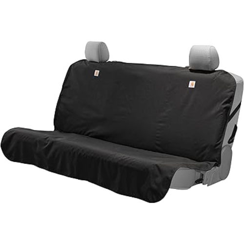Carhartt Quick-Fit Nylon Duck Seat Protector, Durable Pet Seat Cover, Bucket Seat & Bench Seat Throws, Bench Seat Throw (Black)