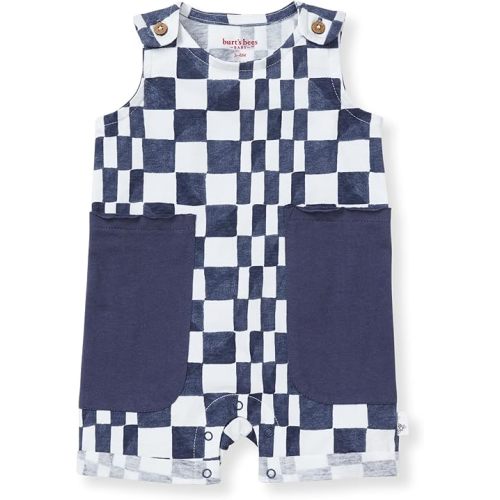 Burt's Bees Baby Baby Boys Short Sleeve Rompers, 100% Organic Cotton One-Piece Coverall and Layette Set