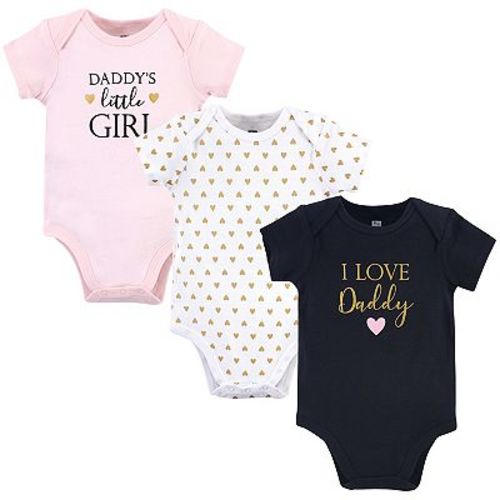 Hudson Baby Infant Girl Cotton Bodysuits 3pk, Girl Daddy