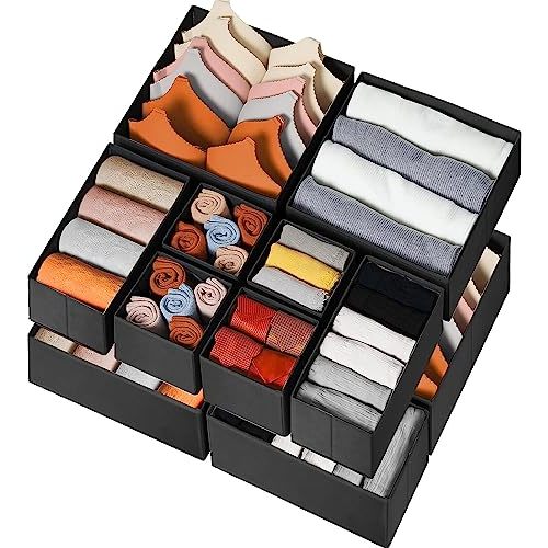 Criusia Drawer Organizer Clothes 12 Pack - Odorless Closet Organizers and Storage for Sock Underwear Bra - Dresser Organizer for Bedroom Organization - Nursery Drawer Divider Trays for Baby Clothes