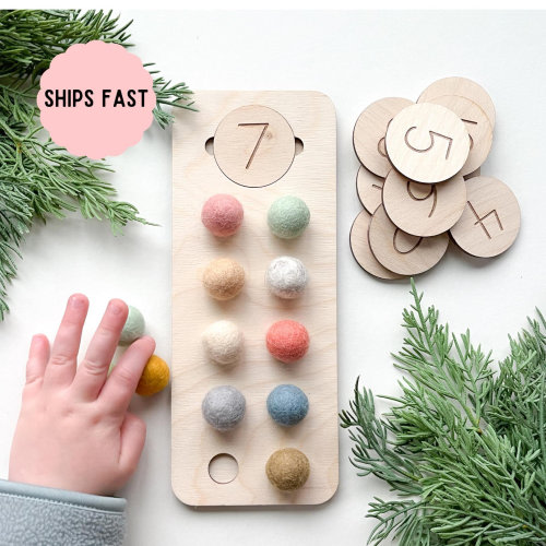 Montessori Educational Toy Waldorf Counting Toy Learning for Toddler Preschool Number Game Homeschool Resource Math Educational Gift for Kid