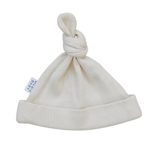 Vanilla Organic Ribbed Newborn Knot Hat – Mebie Baby