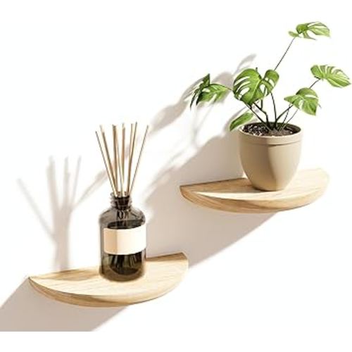 Solid Wood Half Round Floating Wall Shelves | Elegant Floating Shelves, Elevate Your Space. Perfect for Living Rooms, Bathrooms, Bedrooms, Offices, Children's Rooms