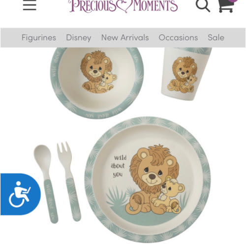 Precious Moments 222404 Wild About You 5-Piece Bamboo Mealtime Gift Set