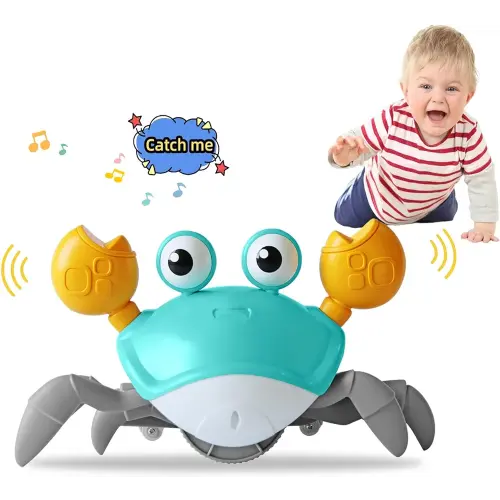 Crawling Crab Baby Toy Fantastic Creatures Toys Infant Sensory Tummy time Toys 3 4 5 6 7 8 9 10 11 12 Babies boy Girl Learning Crawl 3-6 6-12 Walking Toddler Gifts for 36 Months Old (Green)