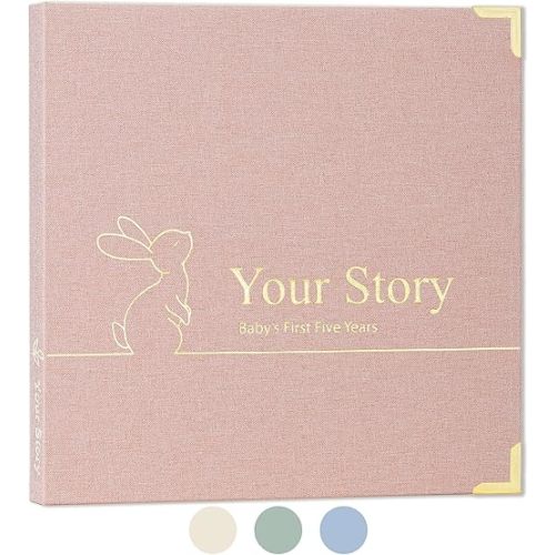 Baby Book Keepsake Boy or Girl Timeless Baby Memory Book First 5 Years for Baby Shower Gender Neutral Baby Scrapbook New Mom Gift Baby Journal from Birth to Age 5 Milestone Book Blush Pink