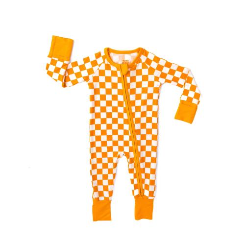 Tennessee Checkerboard Bamboo Zip Up Baby Pajamas