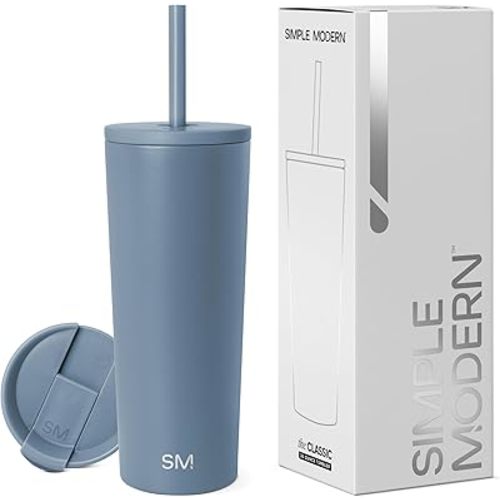 Simple Modern Insulated Tumbler with Lid and Straw | Blue Dune