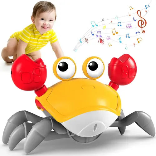 Crawling Crab Baby Toy, Tummy Time Toys, Sensing Interactive Walking Dancing Toy for Crawling Baby Induction Crabs with Music Sounds, Infant Fun Birthday Gifts Entertainment for Toddler Baby Boy Girl