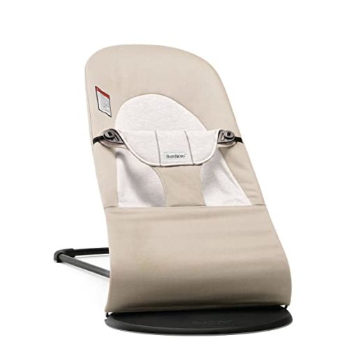 BabyBjörn Bouncer Balance Soft, Cotton/Jersey, Beige/Gray 2-in-1 Adjustable Baby Bouncer Seat and Toddler Chair, Newborn to Toddler (8-29 lbs), 4 Positions, Lightweight & Portable