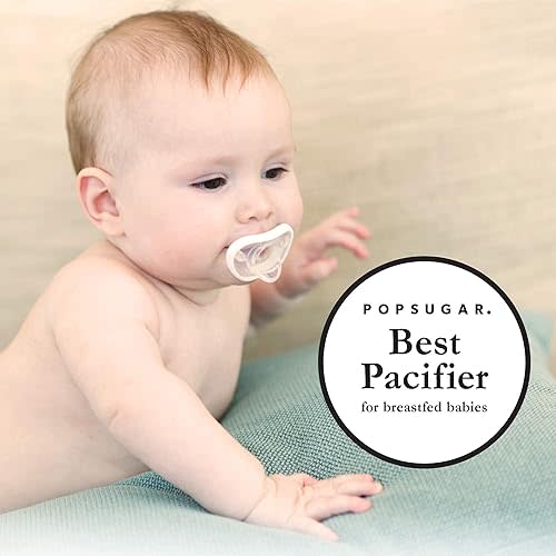 Nanobebe Baby Pacifiers 0-3 Month - Orthodontic, Curves Comfortably with Face Contour, Award Winning for Breastfeeding Babies, 100% Silicone, Baby Registry Gift 4pk, Sage/White