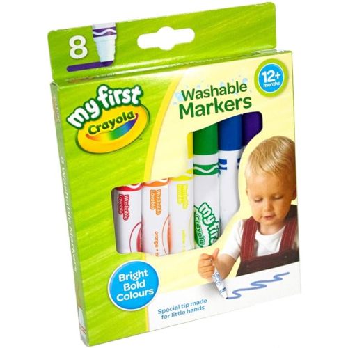 CRAYOLA MyFirst Washable Markers - Assorted Colours (Pack of 8) | Easy-Grip Markers Ideal for Toddlers Hands | Ideal for Kids Aged 12+ Months