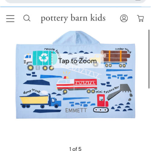 Busy Trucks Kid Beach Hooded Towel | Pottery Barn Kids