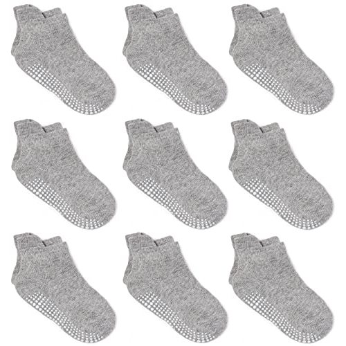 Zaples Baby Non Slip Grip Ankle Socks with Non Skid Soles for Infants Toddlers Kids Boys Girls