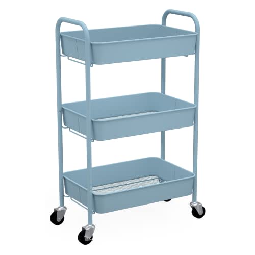CAXXA 3-Tier Rolling Metal Storage Organizer - Blue
