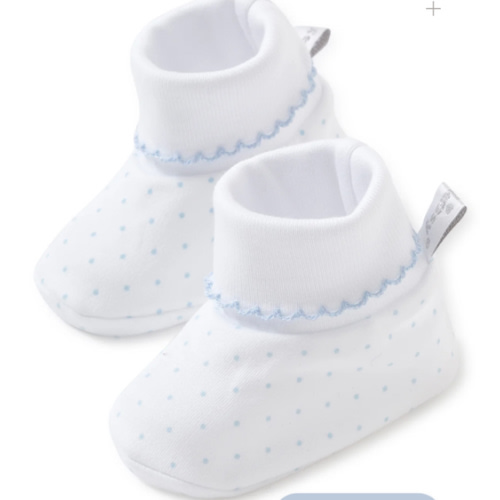 White/Blue New Kissy Dots Print Booties