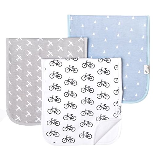 Baby Burp Cloth Large 21''x10'' Size Premium Absorbent Triple Layer 3-Pack Gift Set “Cruise” by Copper Pearl