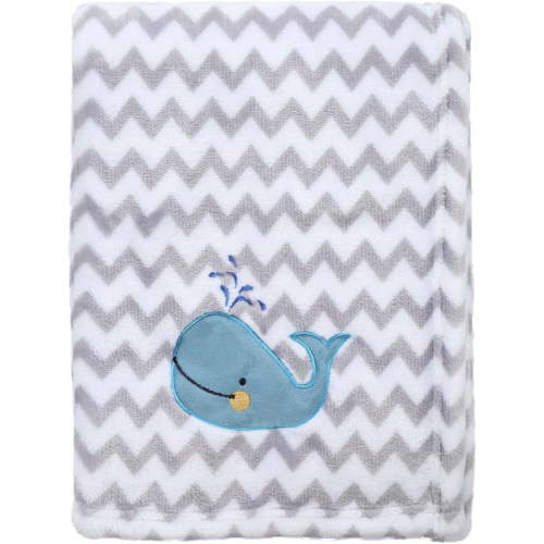 CREVENT Nursery Soft Fleece 30''X40'' Baby Blanket for Girls Boys, Crib Cot Stroller, Baby Shower Newborn Gift - Whale