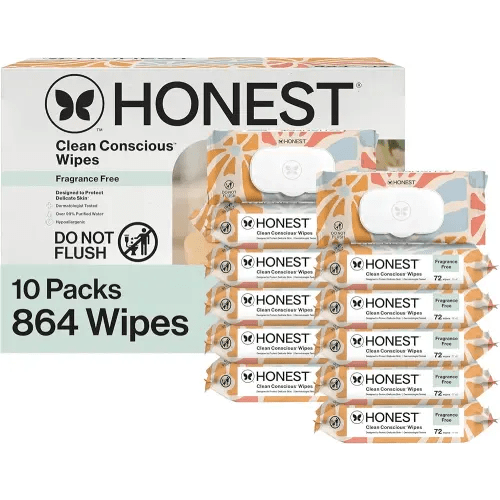 The Honest Company Hypoallergenic Multi-Use Baby Wipes for Sensitive Skin, Sunburst, 864 Count