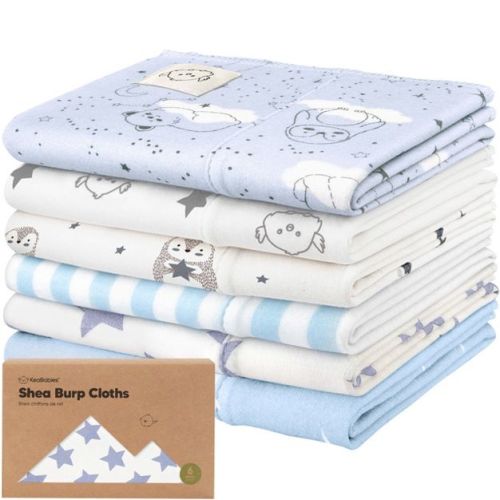 KeaBabies 6pk Shea Baby Burp Cloths for Baby Boys and Girls, 100% Organic Cotton Burping Cloths for Babies, Newborn