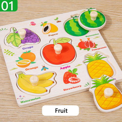 Loyerfyivos Wooden Peg Puzzles for Toddlers,Montessori Toddler Puzzles for ages 1-3,Fine Motor Skill LearningPuzzles toys for 1+ year old Baby Boys Girls Gifts-9 Shapes, Fruit