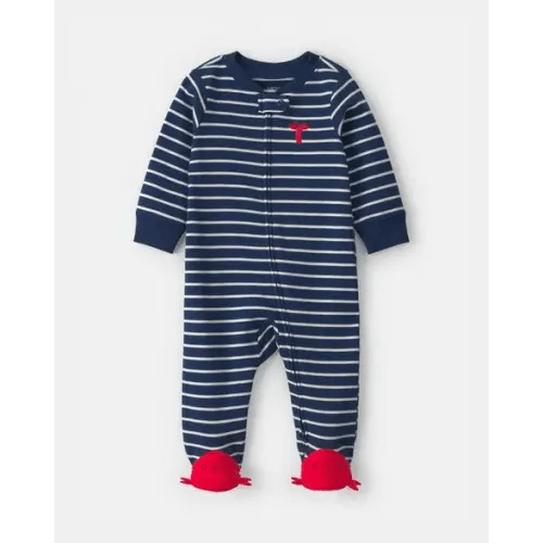 Baby Boy Lobster 2-Way Zip 100% Cotton Sleep & Play Pajama - Blue | Carter's size NEWBORN