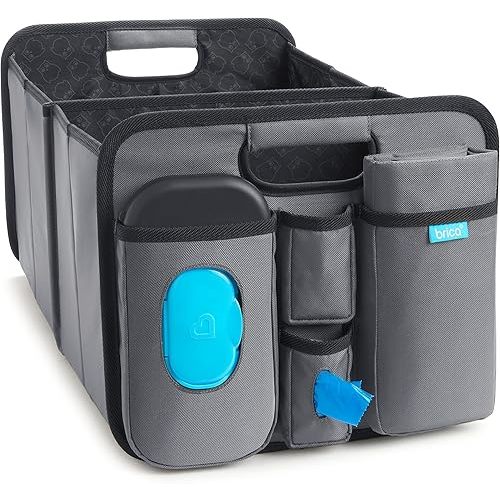 Munchkin Brica Out-n-About Trunk and Car Organizer with Diaper Changing Station, Collapsible, Grey