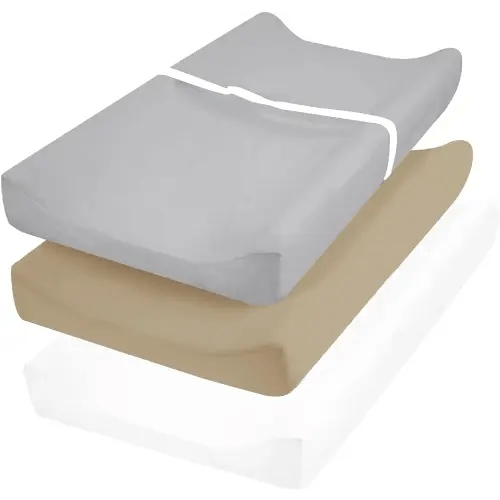 david's Kids 3 Pack Changing Pad Cover Set, Ultra Soft Breathable Cozy Microfiber Diaper Change Table Sheets for Baby Girls, Fit Most Changing Pads, White & Grey & Khaki