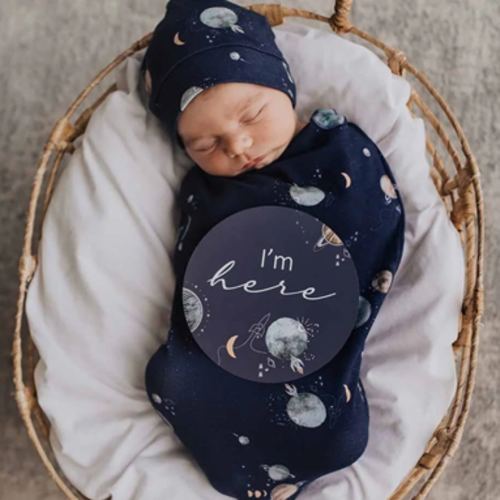 Milky Way Organic Baby Swaddle & Beanie For Girls and Boys | Snuggle Hunny