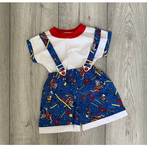 Tom & Jerry Print Vintage Romper and Pants, Lightweight Material, Vintage Baby Clothes, Handmade, Unisex, Newborn to 3 Years, Baby Gift,
