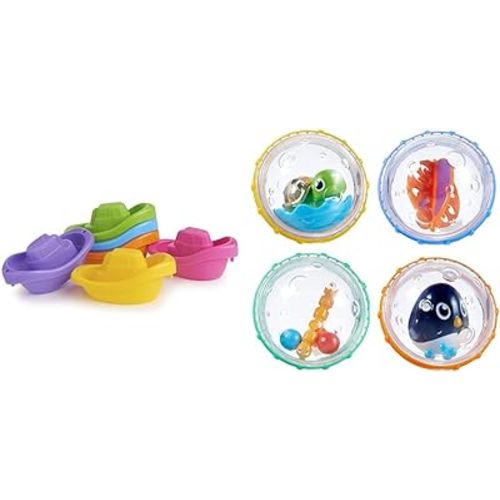 Munchkin® Little Boat Train Baby and Toddler Bath Toy, 6 Piece Set & ® Float & Play Bubbles™ Baby and Toddler Bath Toy, 4 Count