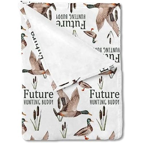 HawSkgFub Future Duck Hunting Buddy Baby Blanket for Boys Gift, Mallard Duck Hunter Wild Animal Lake Flannel Fleece Nursery Bed Blankets, Soft Lightweight Newborn Toddler Infant Kid Crib Bedding 30x40