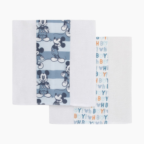 NoJo Baby 100% Cotton Muslin Burp Cloths (2 Pack) - Mickey Mouse
