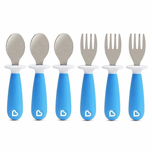 Munchkin 6 Count Raise Toddler Forks and Spoons, Blue, 12+ - 6 Pack
