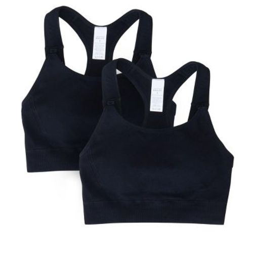 Ingrid & Isabel Maternity Seamless Nursing Sports Bra Bundle 2 Pack Black Size M