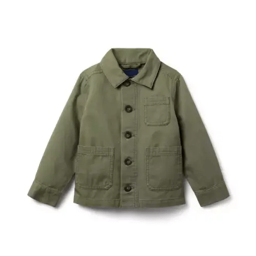 Boy Deep Olive Green Canvas Chore Jacket by Janie and Jack