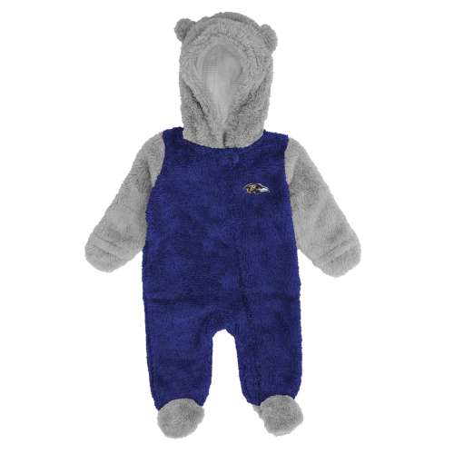 Newborn & Infant Baltimore Ravens Purple/Gray Game Nap Teddy Fleece Bunting Full-Zip Sleeper