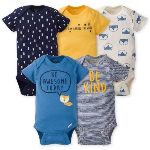 Gerber Baby Boys' 5-pack Short-sleeve Bodysuits, Hedgehog, 3-6 Months