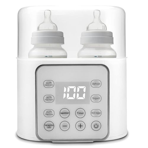 Baby Bottle Warmer 9-in-1 Multifuntion Breast Milk Warmer, Fast Baby Food Heater and Defrost Warmer with Timer for Twins, LCD Display Accurate Temperature Adjustment, 24H Constant Mode - Bright White