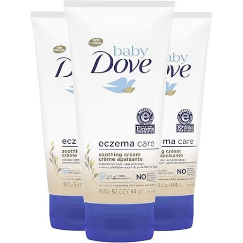 Baby Dove Soothing Cream Lotion To Soothe Delicate Skin Eczema Care No Artificial Perfume or Color, Paraben & Phthalate Free,5.1 Ounce (Pack of 3)