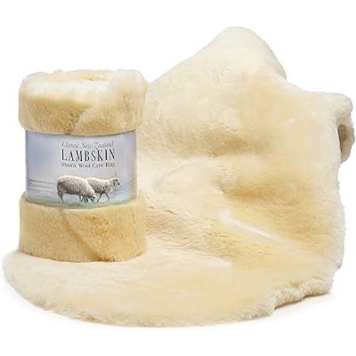 Desert Breeze Distributing Genuine New Zealand Baby Sheepskin, 100% Natural, Soft Shorn Wool, Soothing Comfort, All Seasons, Size Large LRG 34-36 inches in Length