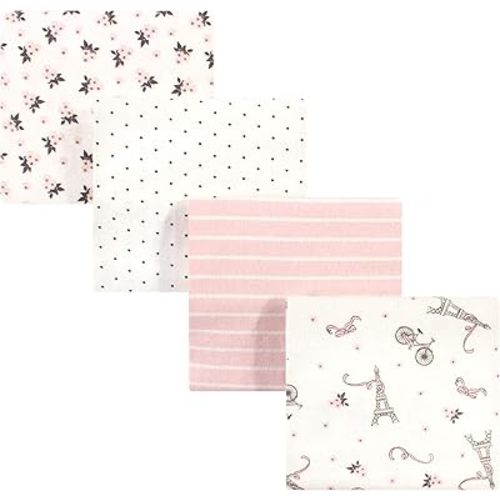 Hudson Baby Unisex Baby Cotton Flannel Receiving Blankets, Paris, One Size