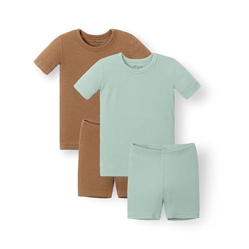 AVAUMA Toddler Short Pajamas Set 6M-10 Years Baby Boys Girls Kids Snug fit Ribbed Sleepwear pjs for Daily Life Style