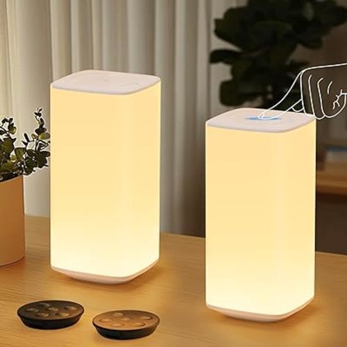 Touch Night Light for Kids Set of 2, Rechargeable Bedside Lamps Warm White Lights Dimmable, 3 Modes & 256 RGB Colors, Remote Touch Nursery Night Light Timer for Baby Nursery Bathroom